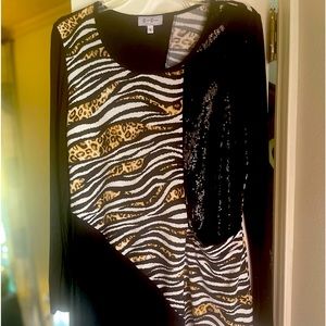 Top with animal print and sequins